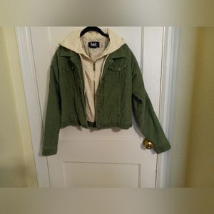 Vintage lei Green Corduroy hoodie layered jacket Large